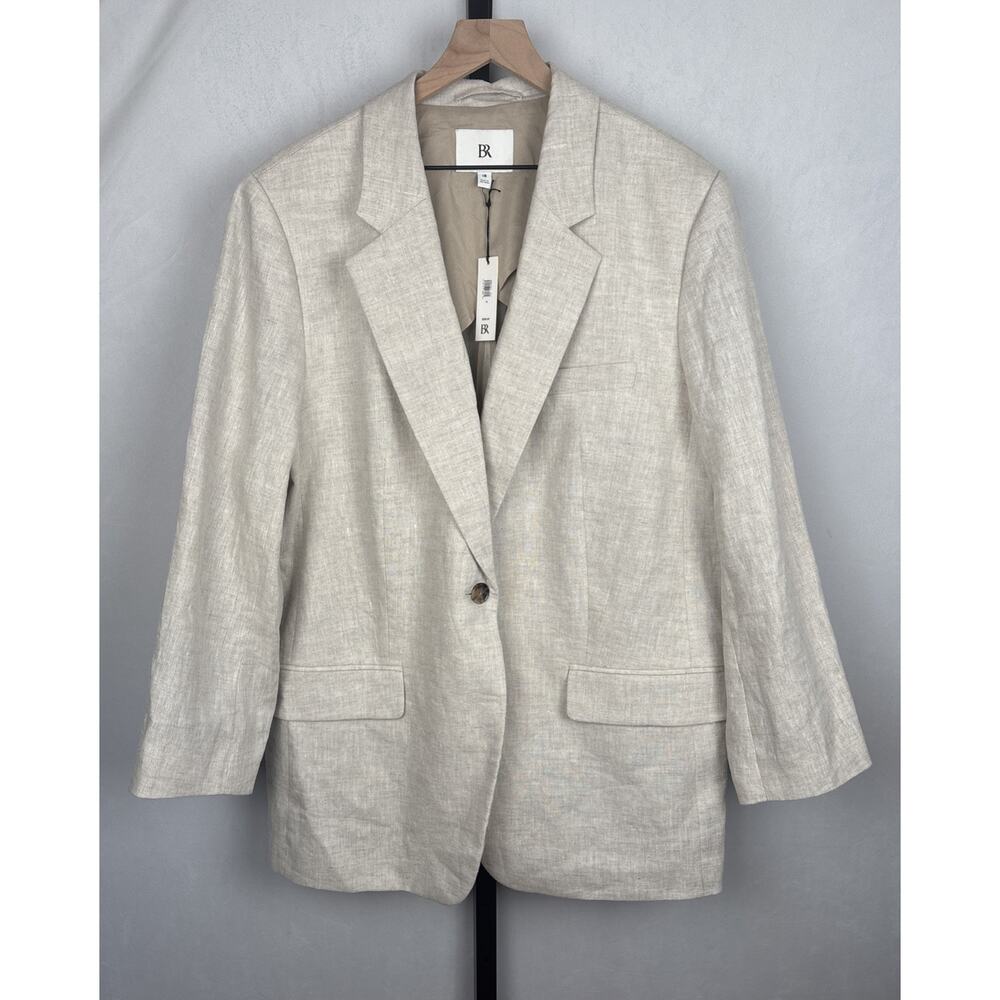 NEW Banana Republic Lina Relaxed‎ Linen Blazer Size 18 Cream Minimalist Timeless